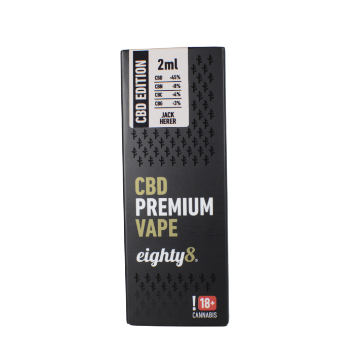 Eighty8 CBD Vape Pen Premium Jack Herer, 45 % CBD, 2ml Eighty8 CBD Vape Pen Premium Jack Herrer, 45 % CBD, 2 ml – Image 1